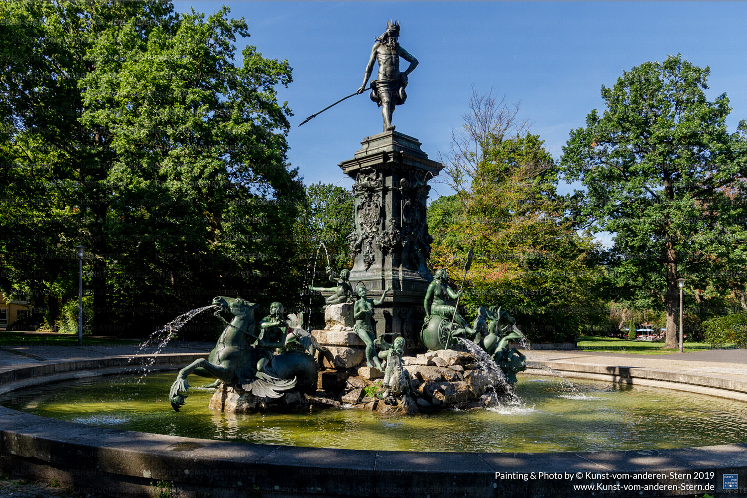 Bodypainting am Neptunbrunnen im Stadtpark Nürnberg – Stadtchamäleons